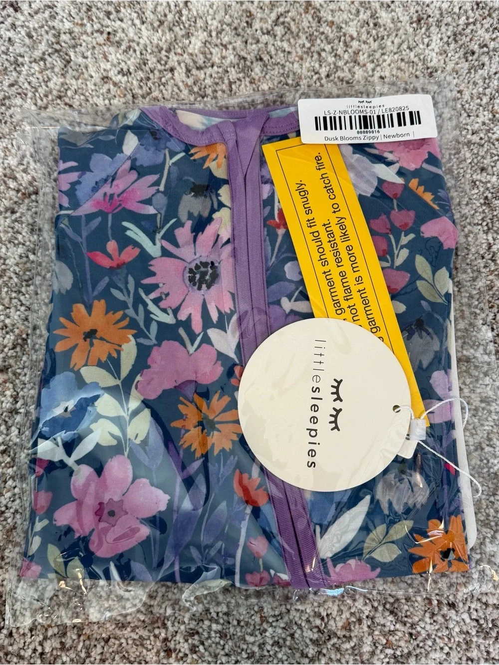 NWT Newborn Little Sleepies Dusk Blooms Purple Flowers